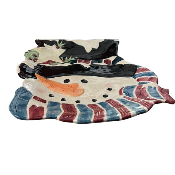 Santas Workbench Christmas Entertaining Cookie Plate Vintage 2001 Y2K Snowman - Picture 2 of 5